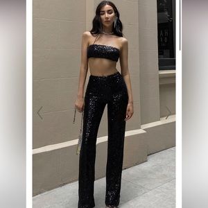 IMOGEN BANDEAU TOP TWO PIECE SET IN BLACK SEQUIN